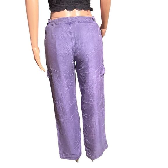 Weekendz off purple mid rise cargo adjustable waist pants M - Picture 4 of 6